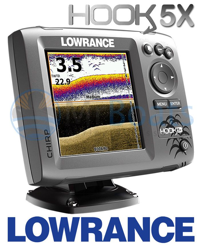 Lowrance HOOK 5X Fishfinder with 83/200/455/800 Transom Mount